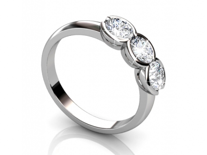 white gold diamond trilogy rings MW55 profile view 