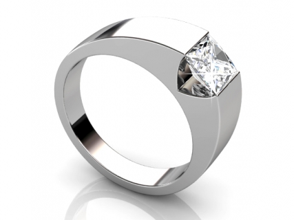 wide band solitaire rings SWP50 Profile view