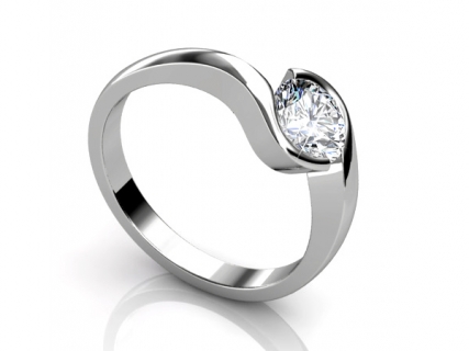 Platinum ring soliatire SPR27 profile view