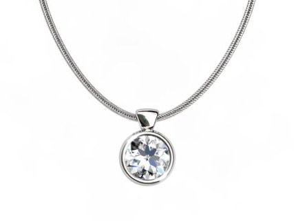 Round bezel pendant and chain PRBPA01 view 