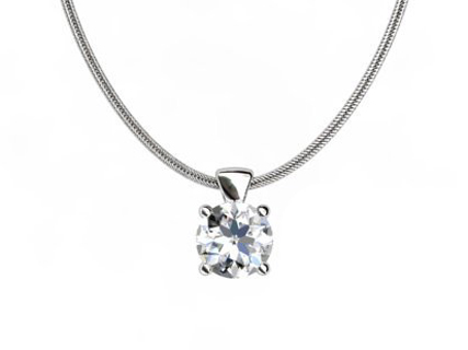 four prong round diamond pendant on chain PRCPA01