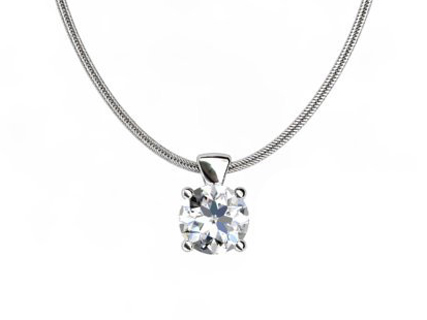 round diamond pendant four prong PRCP01 on chain view 